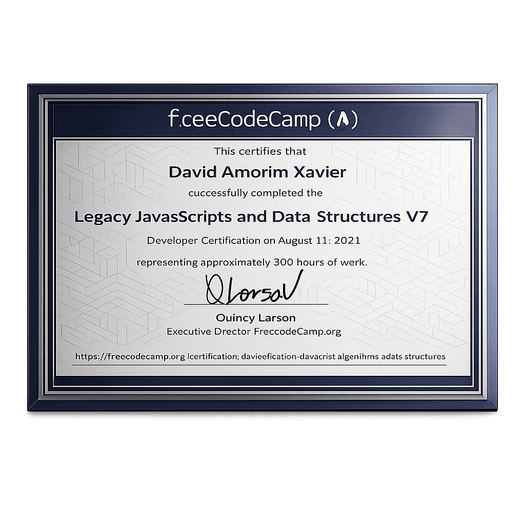 Certificado JavaScript & Algorithms do freeCodeCamp