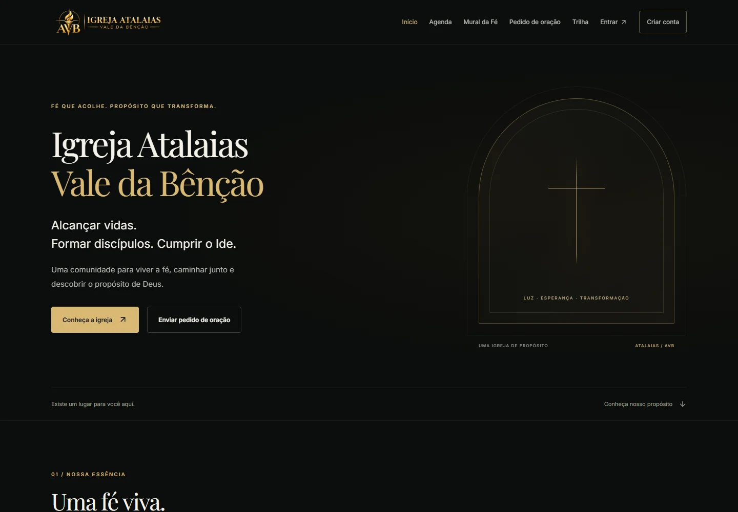 Interface desktop de Igreja Atalaias Vale da Bênção