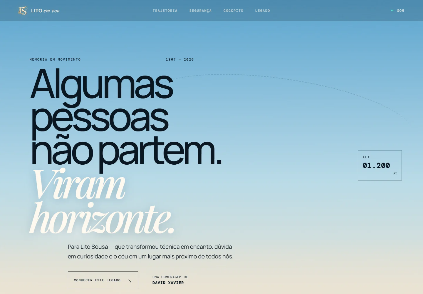 Interface desktop de Lito Sousa — Em voo