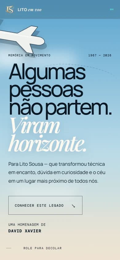 Interface de Lito Sousa — Em voo em celular