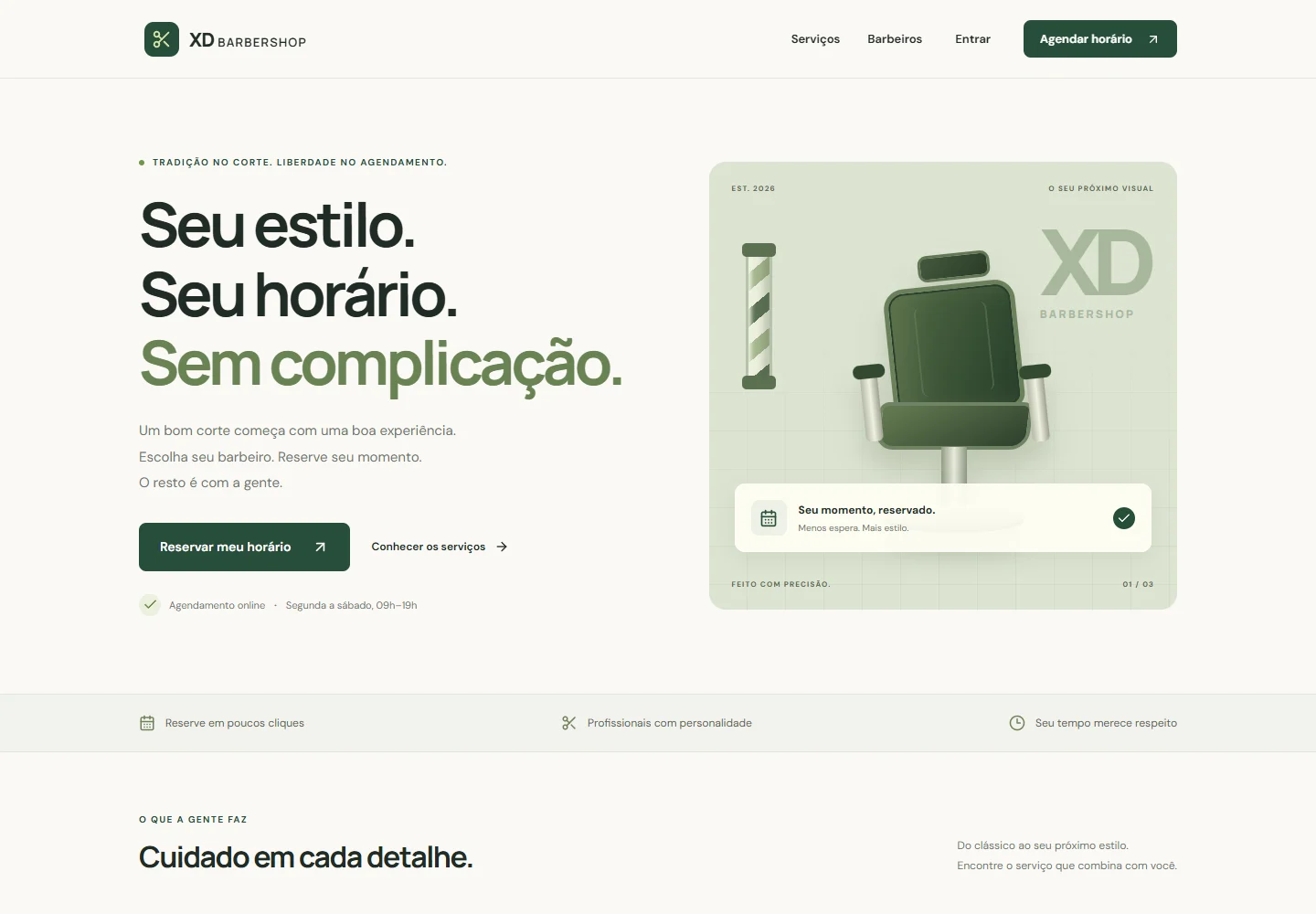Interface desktop de XD Barbershop