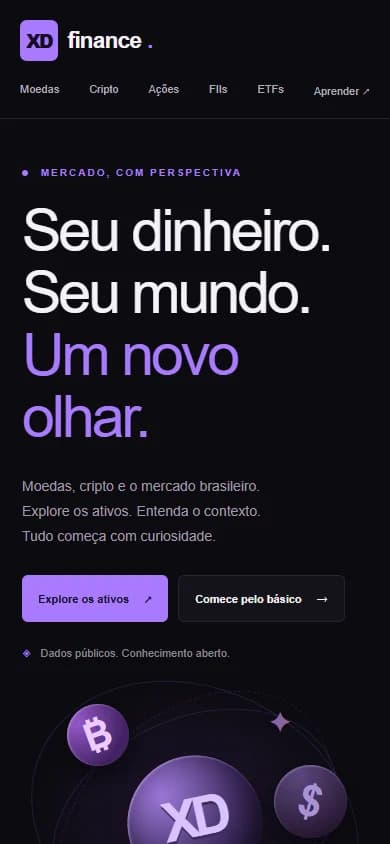 Interface de XD Finance em celular