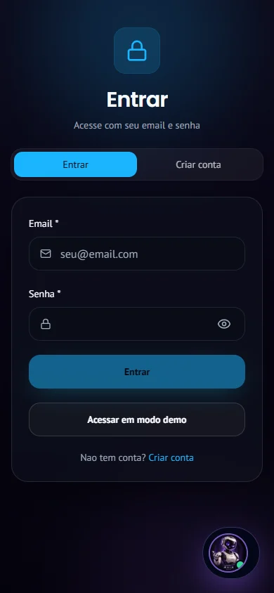 Interface de Área do Cliente XD Plans em celular