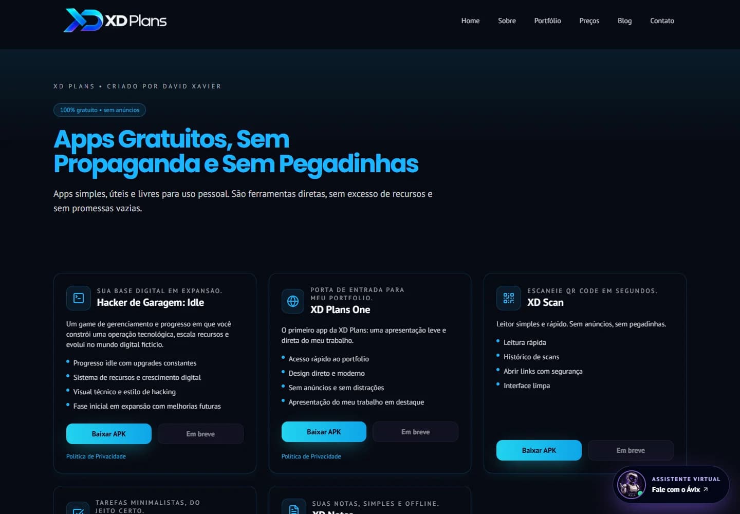 Interface desktop de Coleção de apps gratuitos