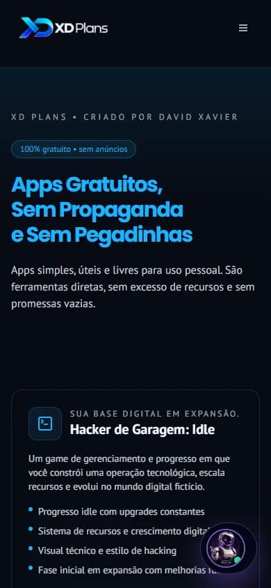 Interface de Coleção de apps gratuitos em celular